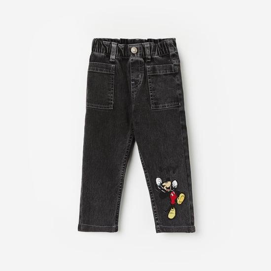juniors boys mickey mouse applique regular fit jeans
