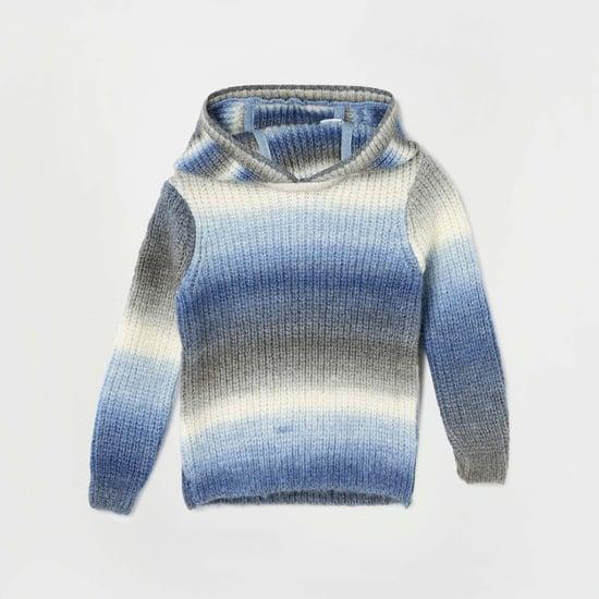 juniors boys striped hooded knit sweater