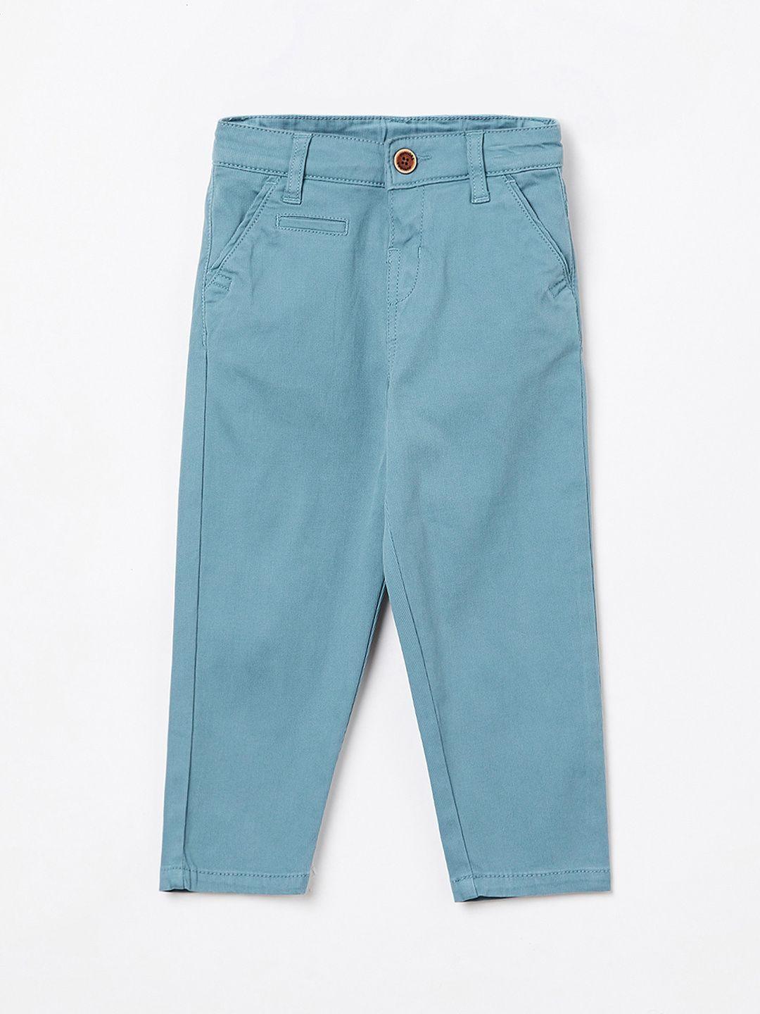 juniors by lifestyle boys blue slim fit self design regular trousers
