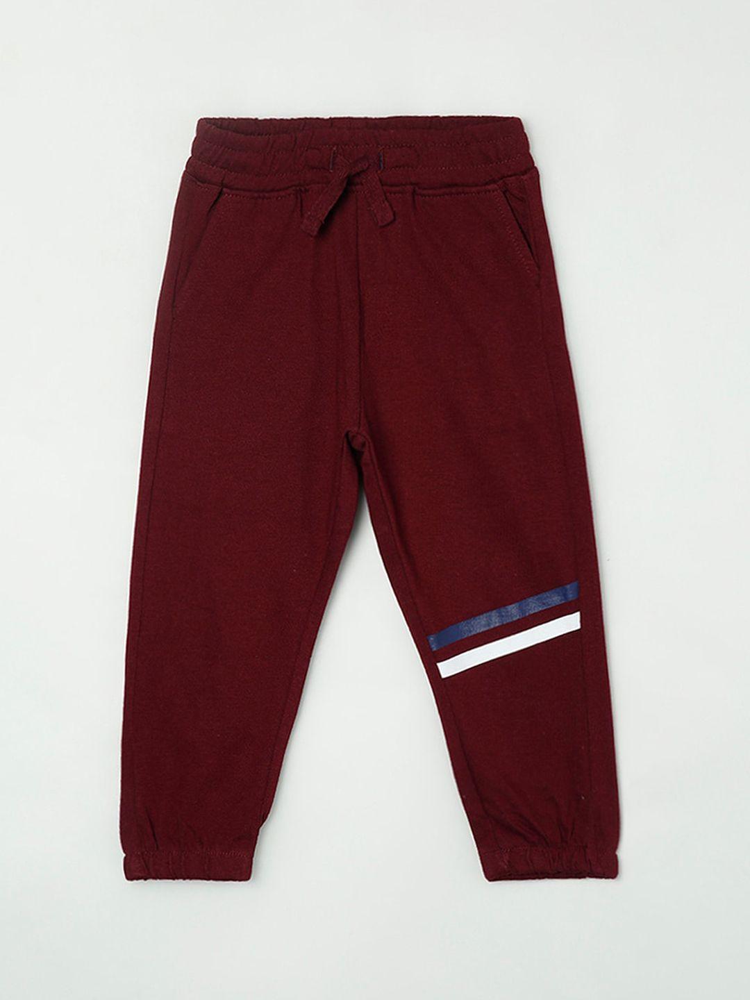 juniors by lifestyle boys maroon printed cotton joggers