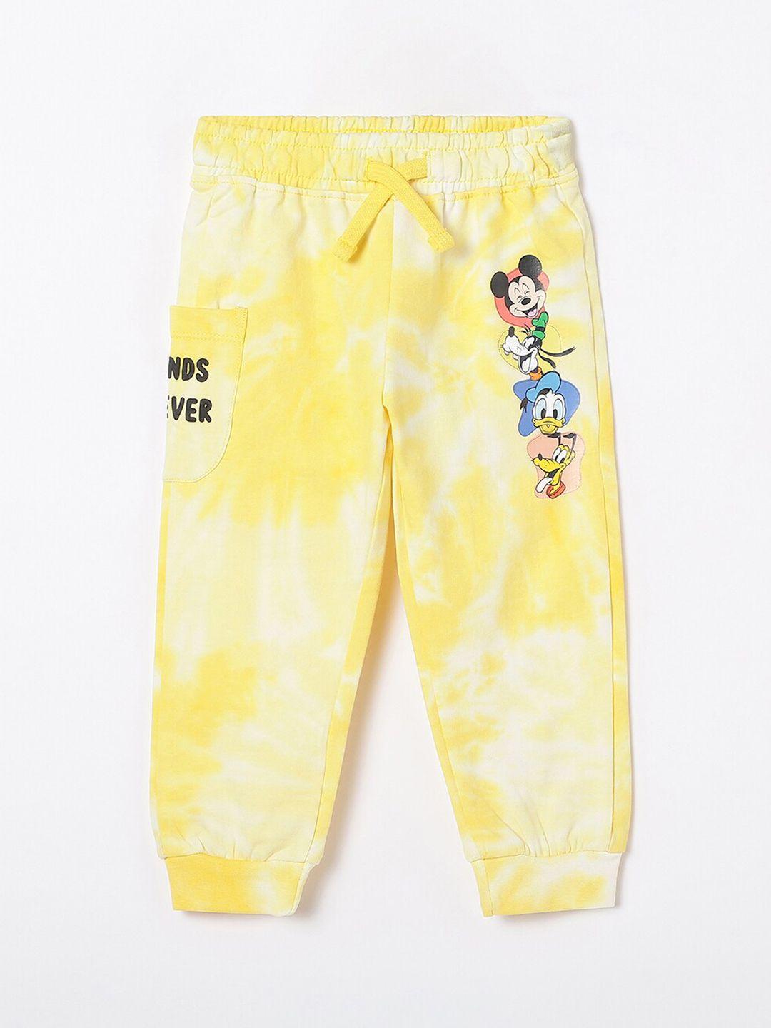 juniors by lifestyle boys mickey & donald printed pure cotton joggers