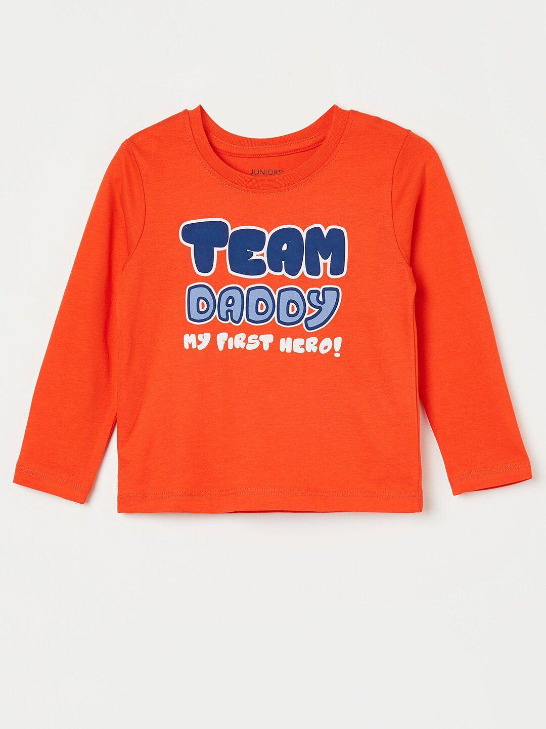 juniors by lifestyle boys orange typography applique t-shirt