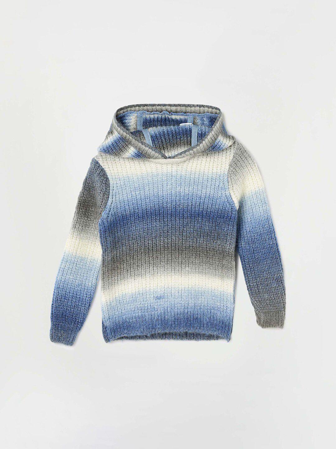 juniors by lifestyle boys striped hooded acrylic pullover