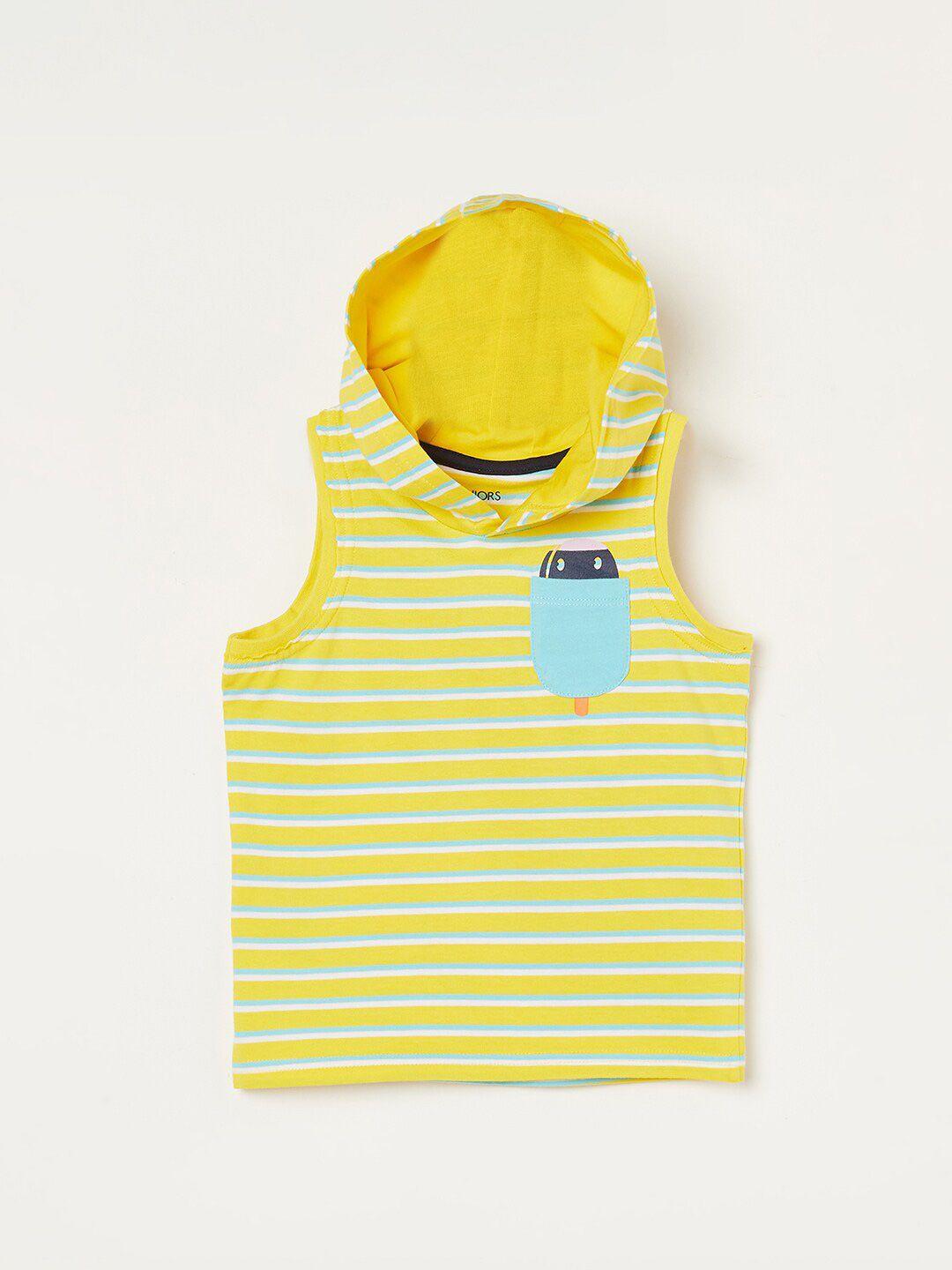 juniors by lifestyle boys striped hooded sleeveless pure cotton t-shirt