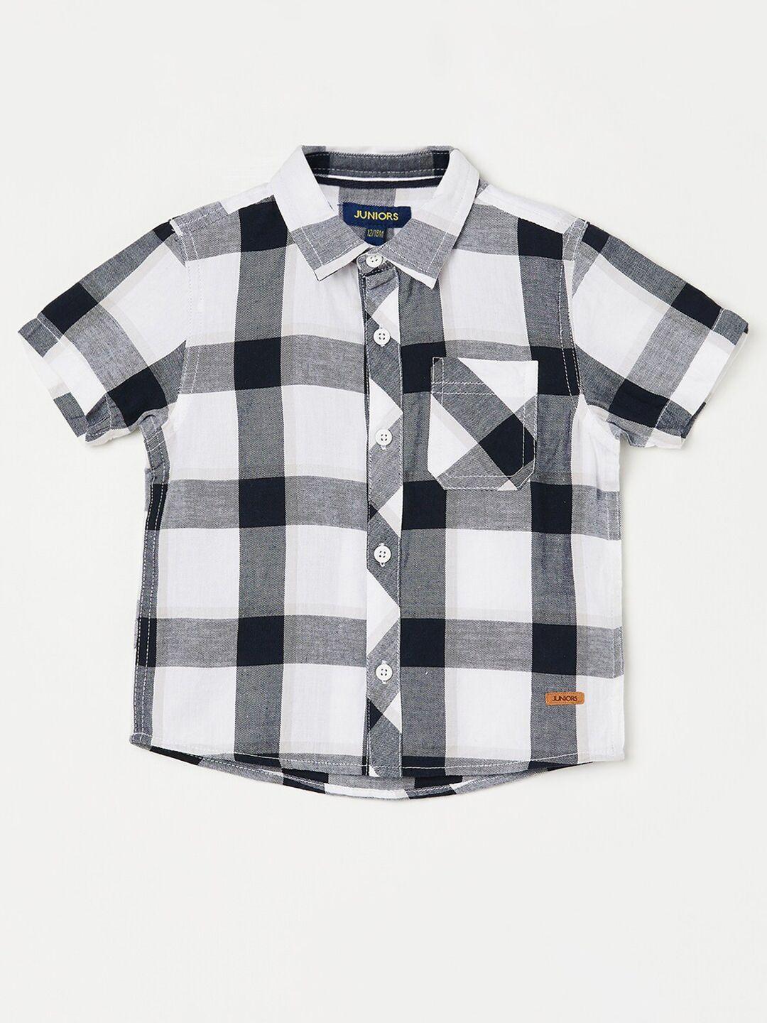 juniors by lifestyle boys white gingham checks opaque checked casual shirt