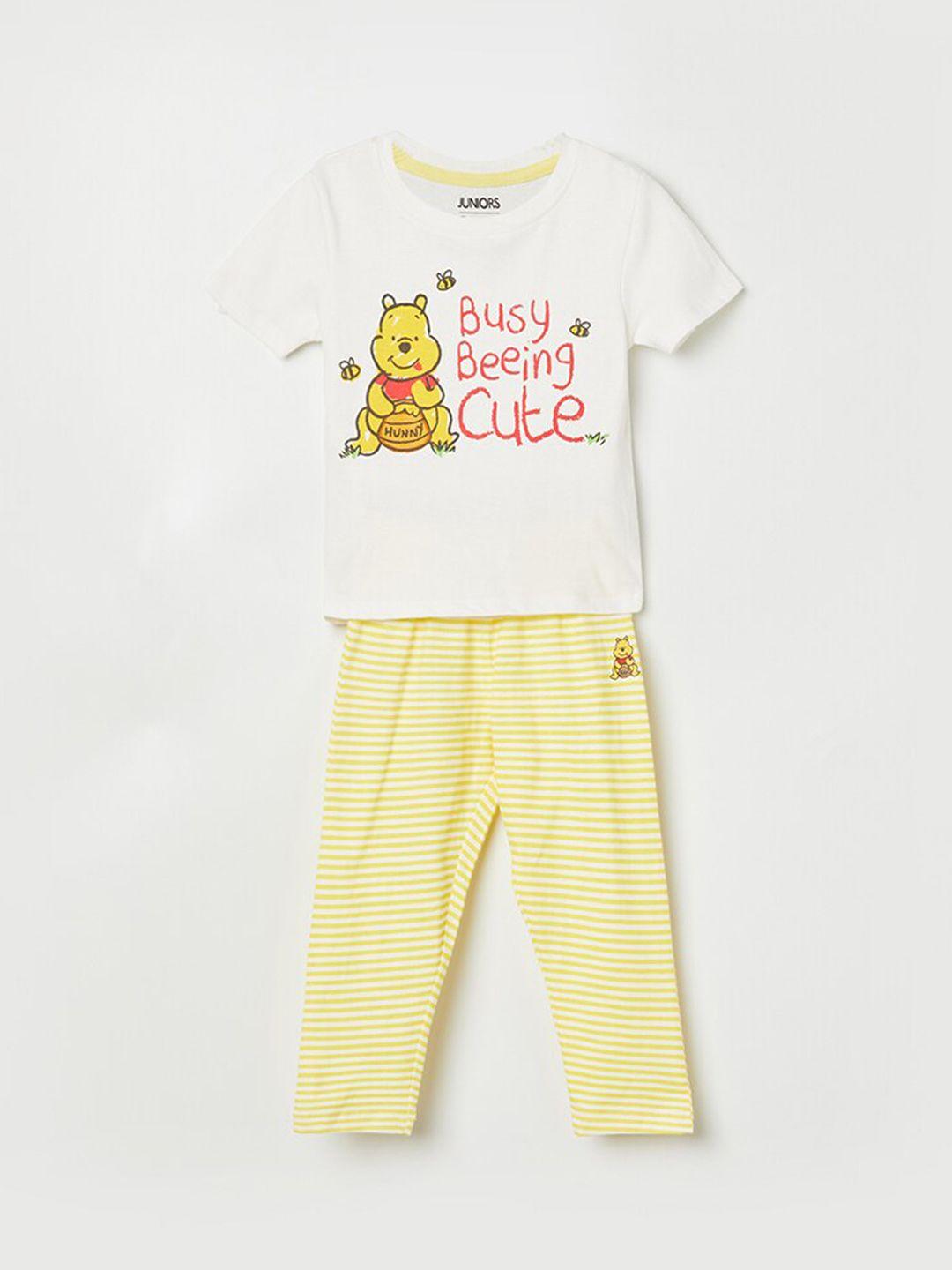 juniors by lifestyle boys winnie the pooh printed pure cotton t-shirt with pyjamas