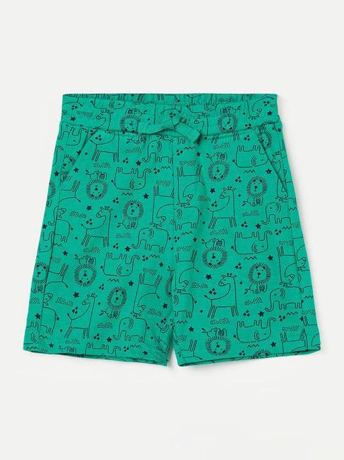 juniors by lifestyle green cotton printed shorts