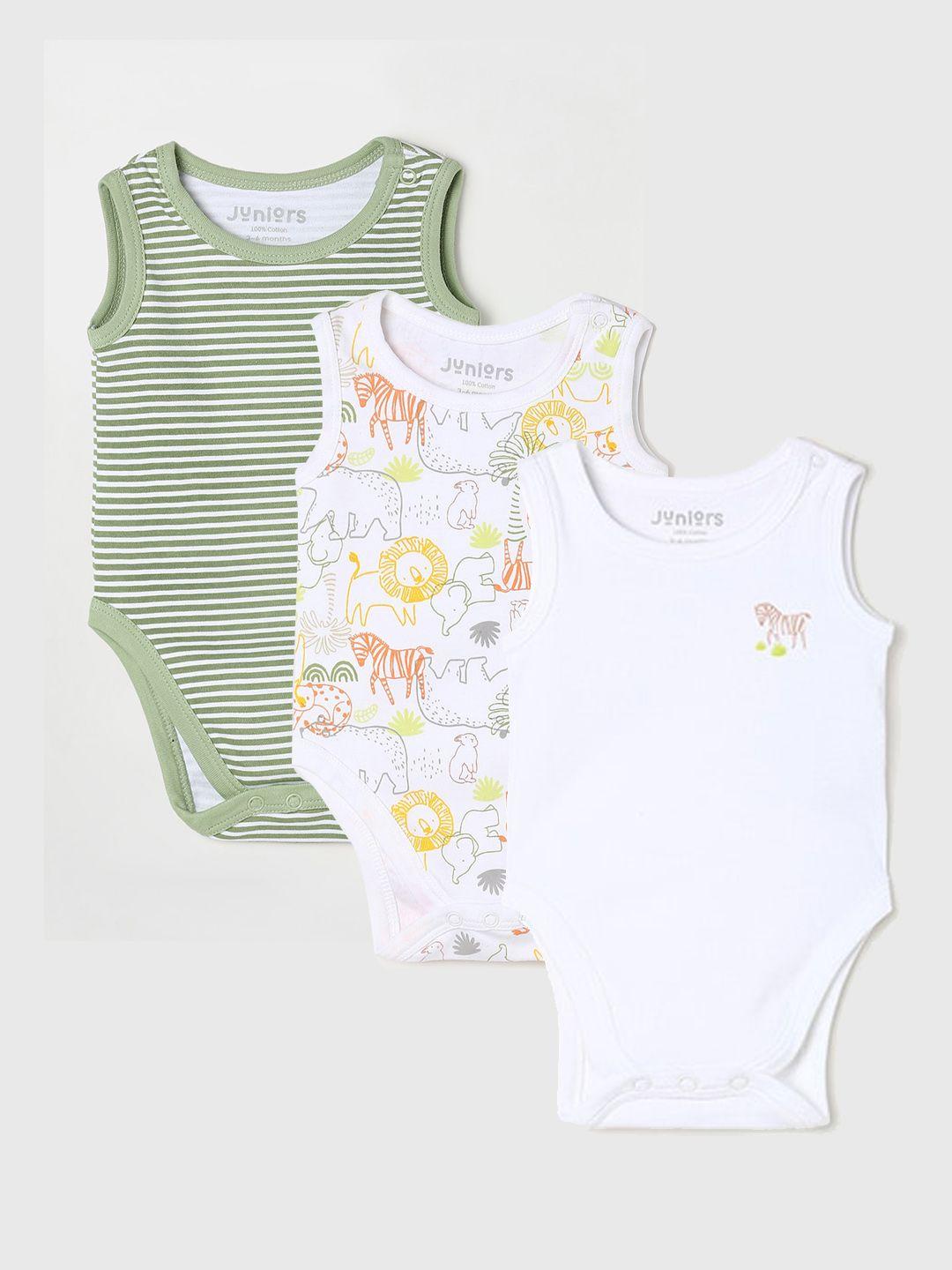 juniors by lifestyle infants pack of 3 printed pure cotton rompers