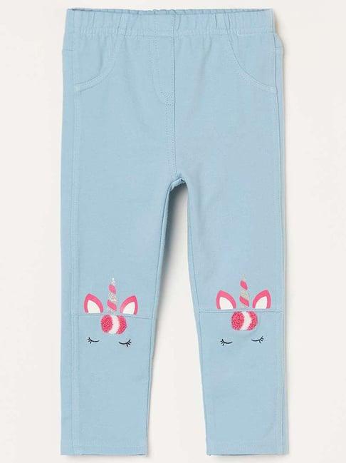 juniors by lifestyle kids blue cotton printed jeggings