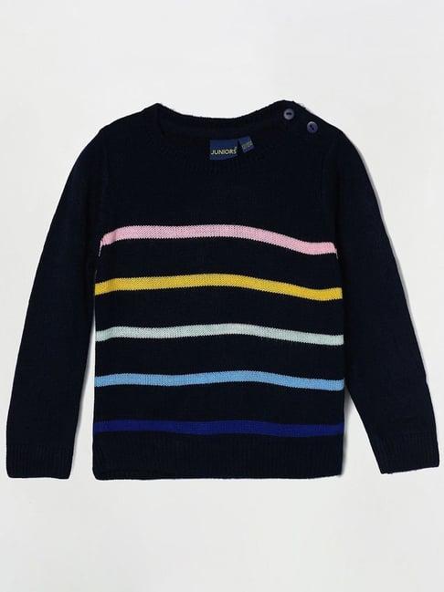 juniors by lifestyle kids navy striped full sleeves sweater