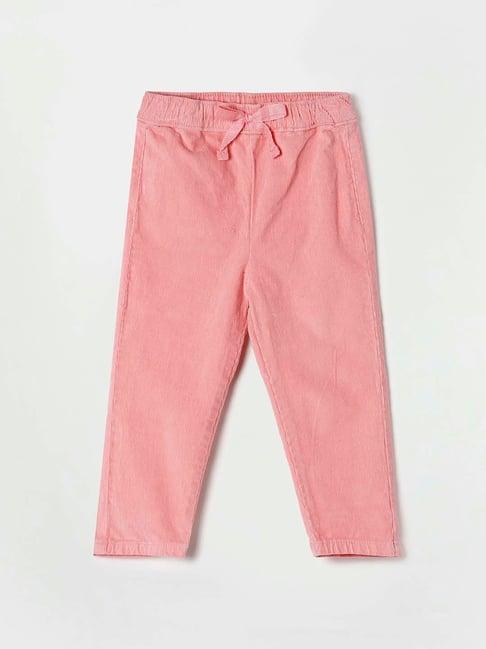 juniors by lifestyle kids peach solid trousers