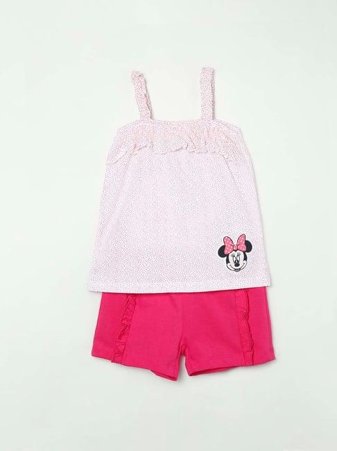 juniors by lifestyle kids pink printed top with shorts