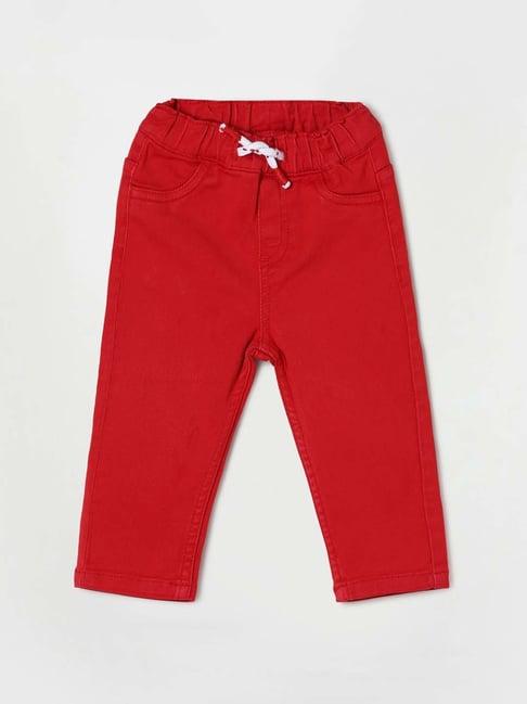 juniors by lifestyle kids red solid trousers