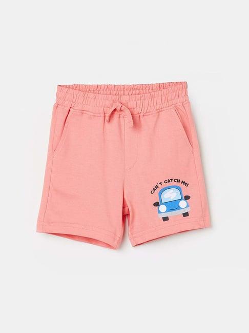 juniors by lifestyle kids salmon pink cotton printed shorts