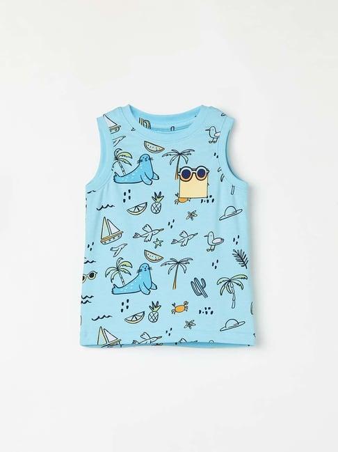 juniors by lifestyle kids sky blue cotton printed t-shirt