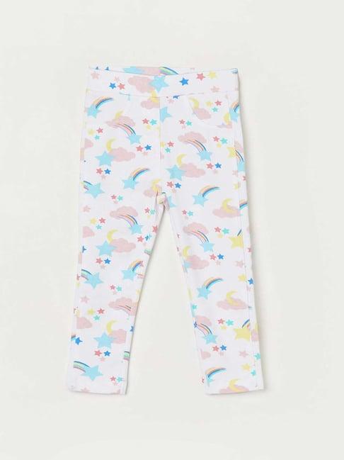 juniors by lifestyle kids white cotton printed jeggings