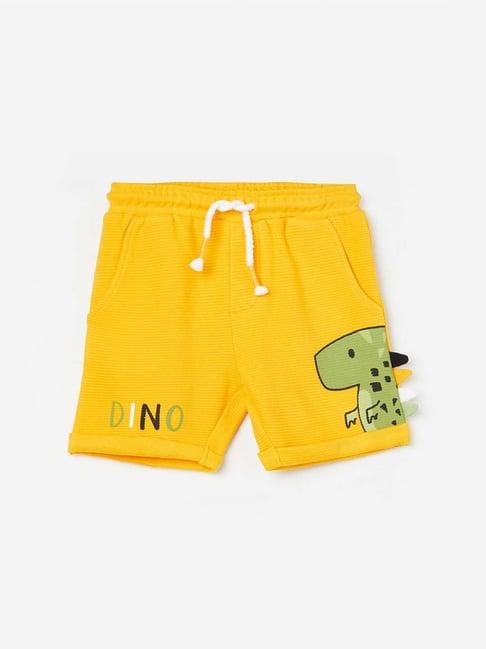 juniors by lifestyle mustard cotton embroidered shorts