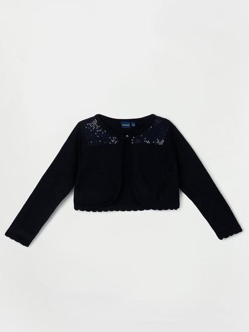 juniors by lifestyle navy embellished full sleeves cardigan