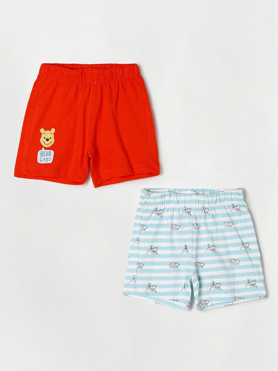 juniors by lifestyle pack of 2 boys red printed pure cotton shorts