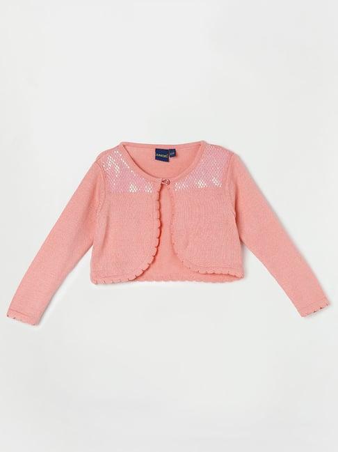 juniors by lifestyle peach embellished full sleeves cardigan