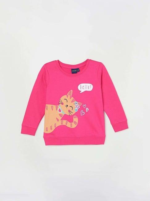 juniors by lifestyle pink cotton printed full sleeves sweatshirt