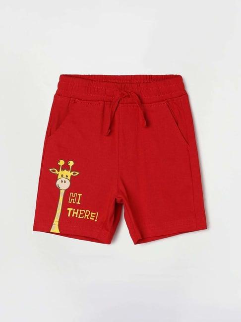 juniors by lifestyle red cotton printed shorts