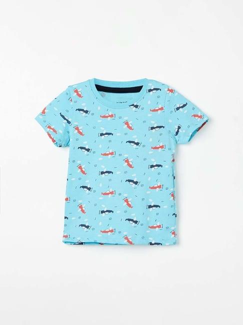 juniors by lifestyle sky blue cotton printed tee