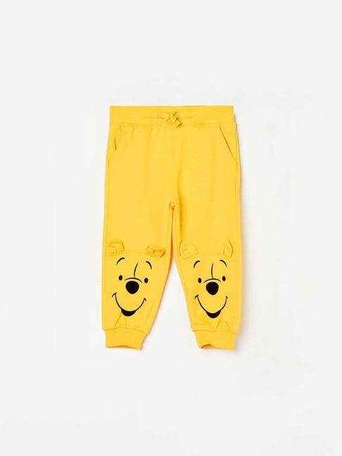 juniors by lifestyle yellow cotton printed joggers