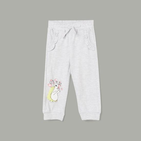 juniors girls printed joggers with frill pockets