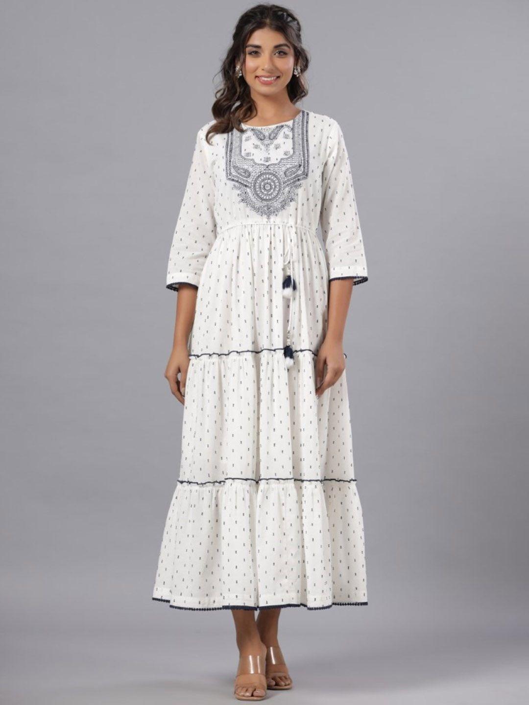 juniper ethnic motifs embroidered fit and flare maxi ethnic dress