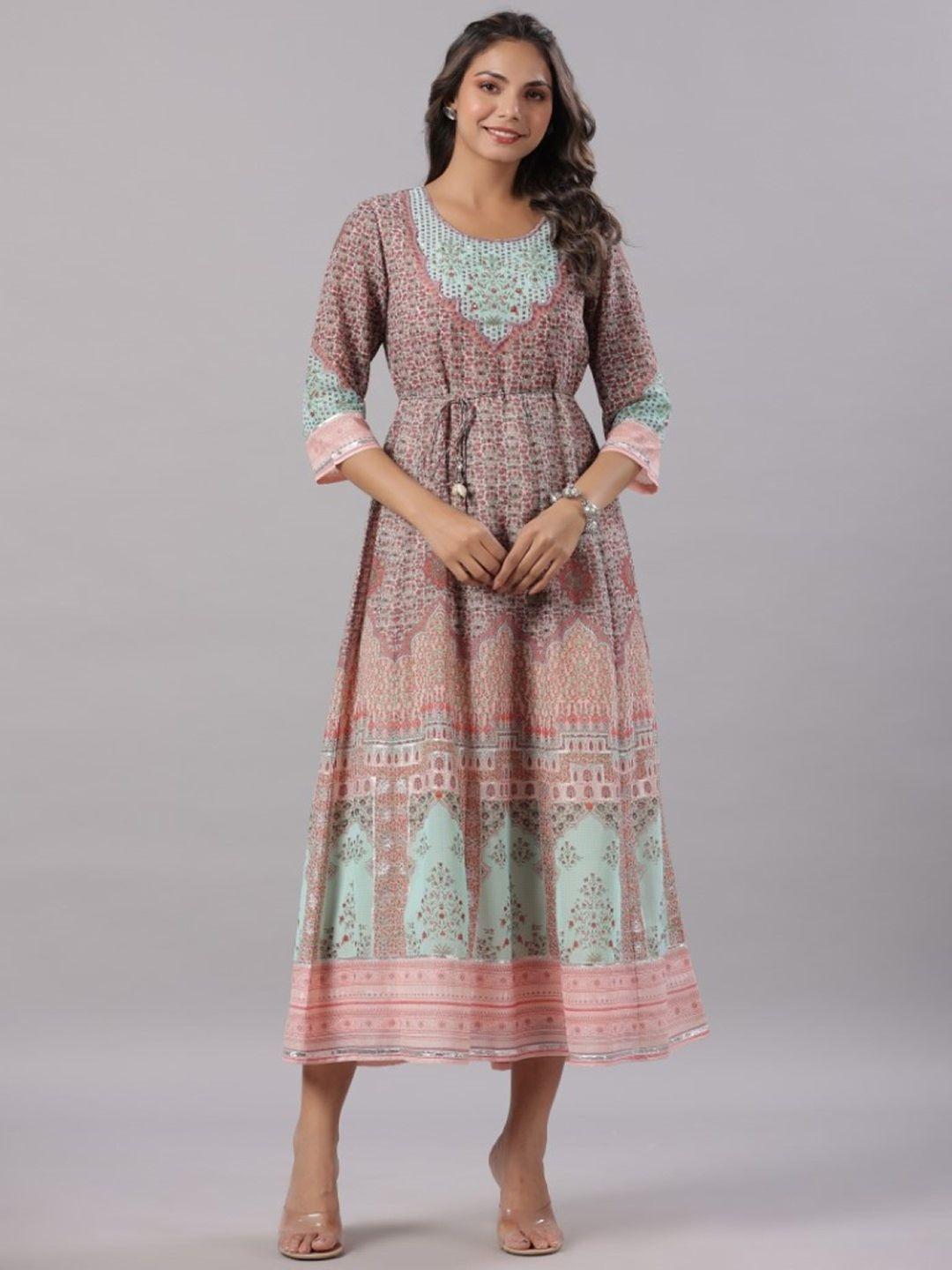 juniper ethnic motifs printed a-line maxi dress