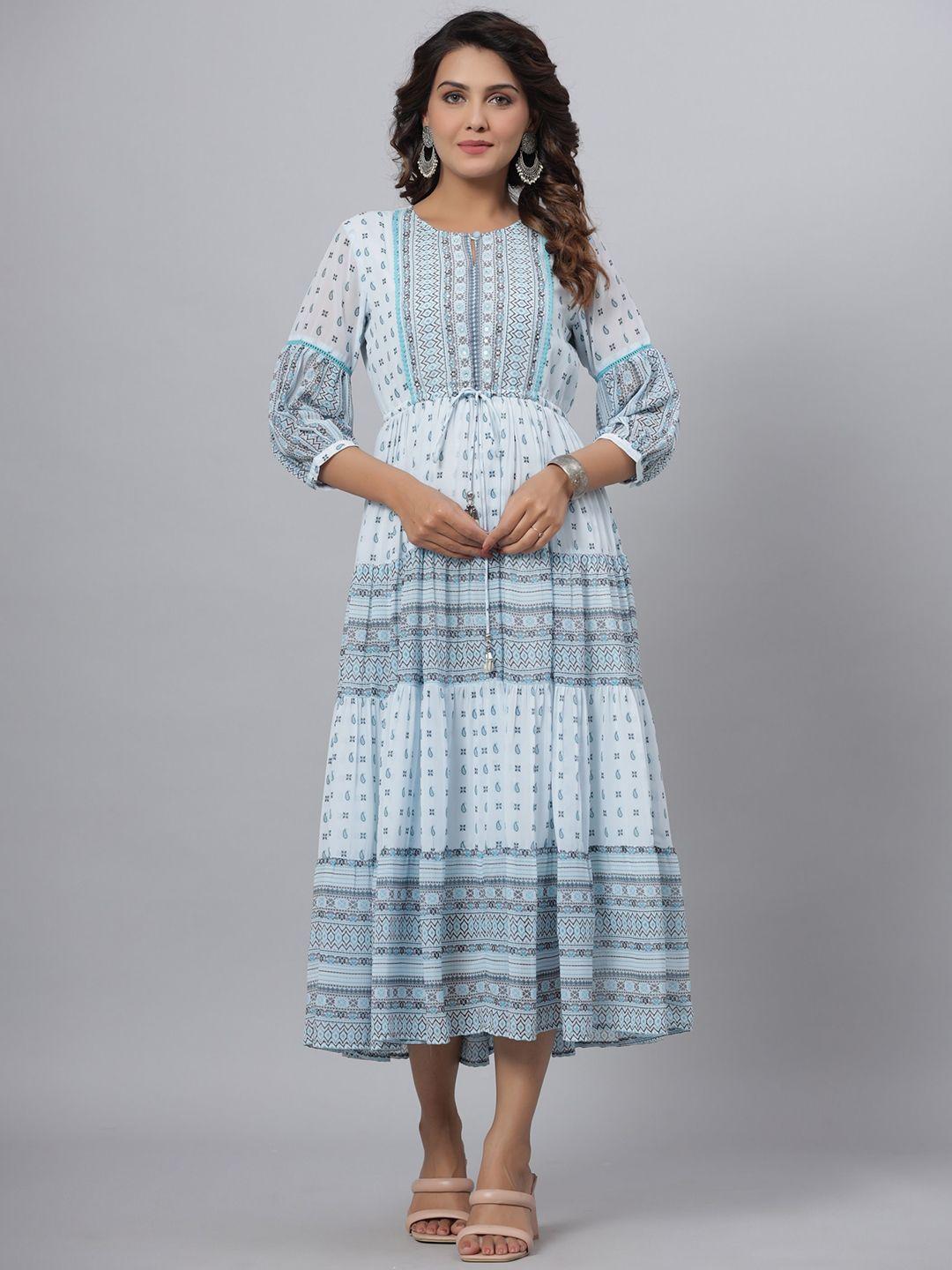 juniper women printed flared maxi dress