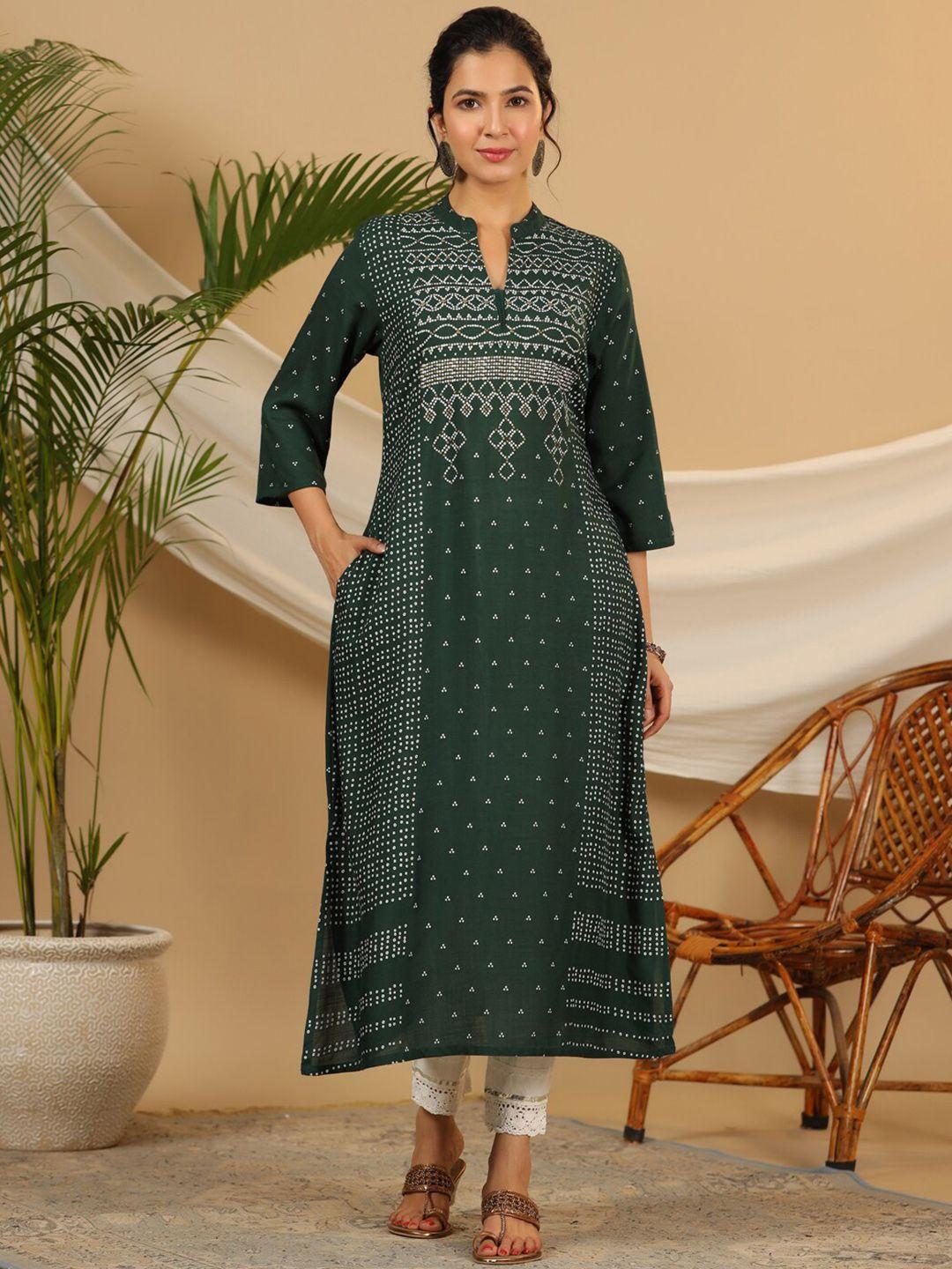 juniper bandhani printed mandarin collar kurta with trousers