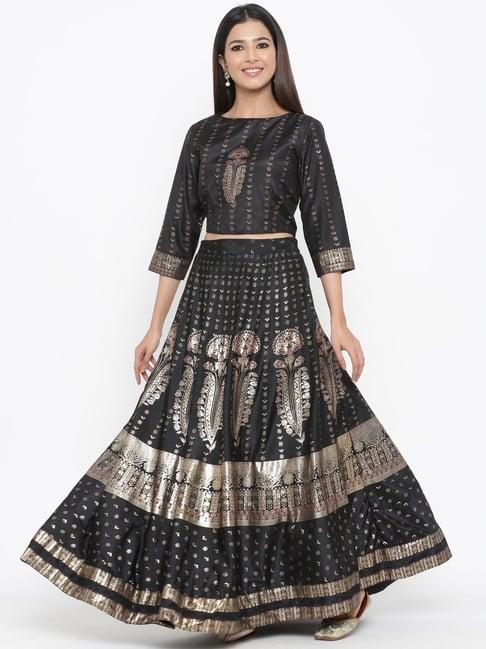 juniper black printed lehenga