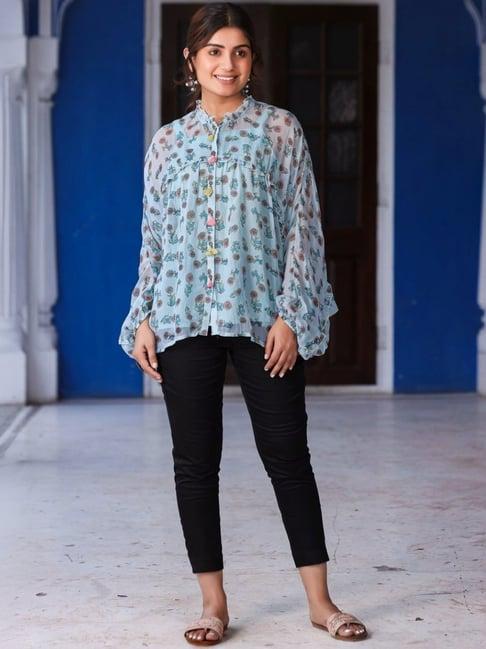 juniper blue printed tunic with inner