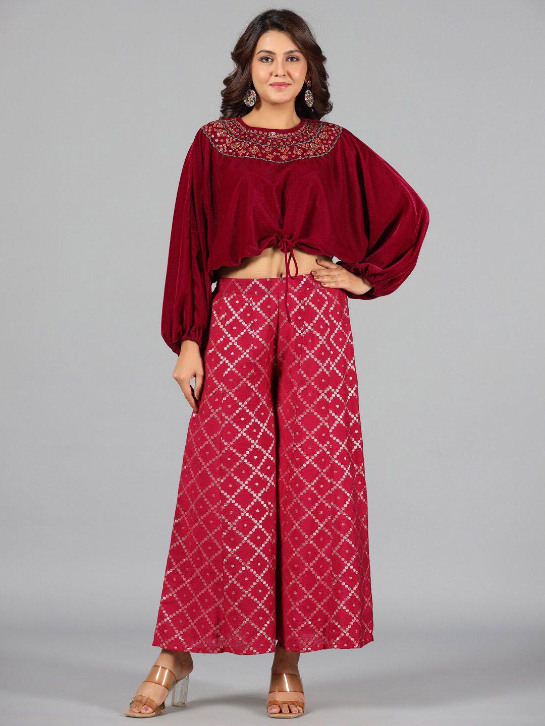 juniper embellished top with palazzos