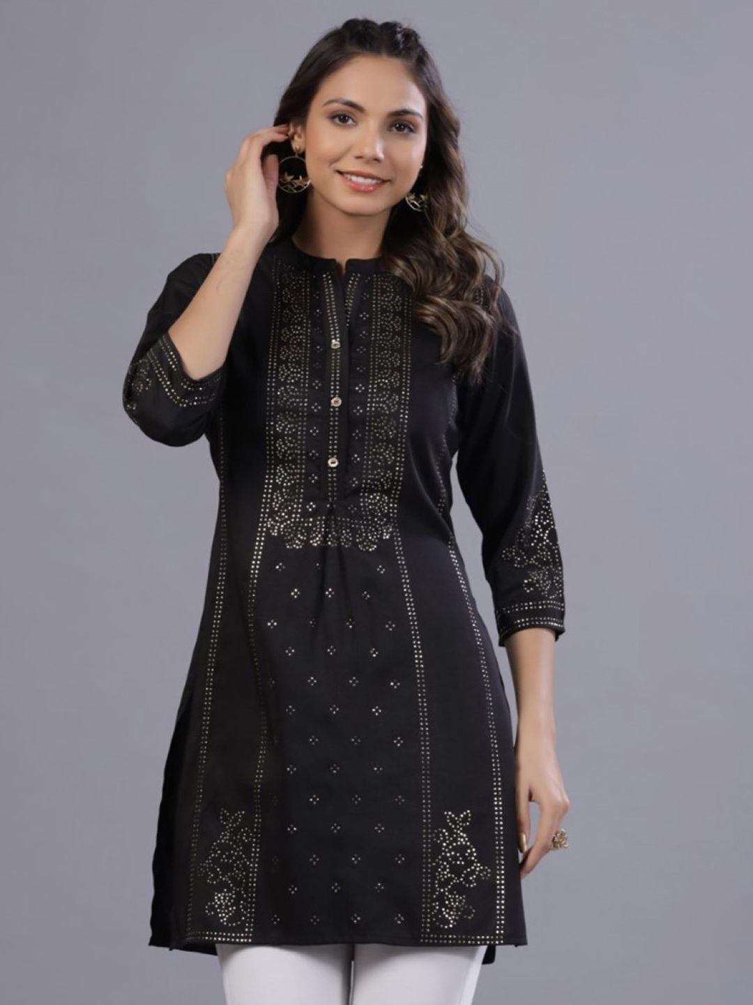 juniper ethnic motifs printed mukesh work a-line kurti