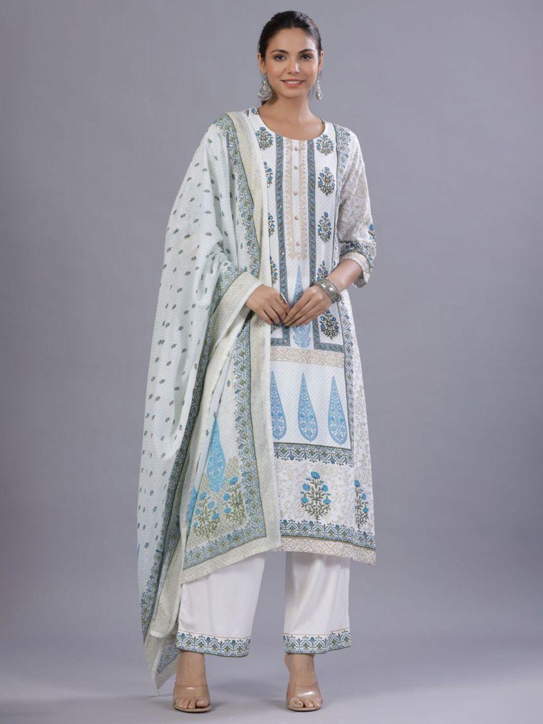 juniper ethnic motifs printed regular kurta with trousers & with dupatta