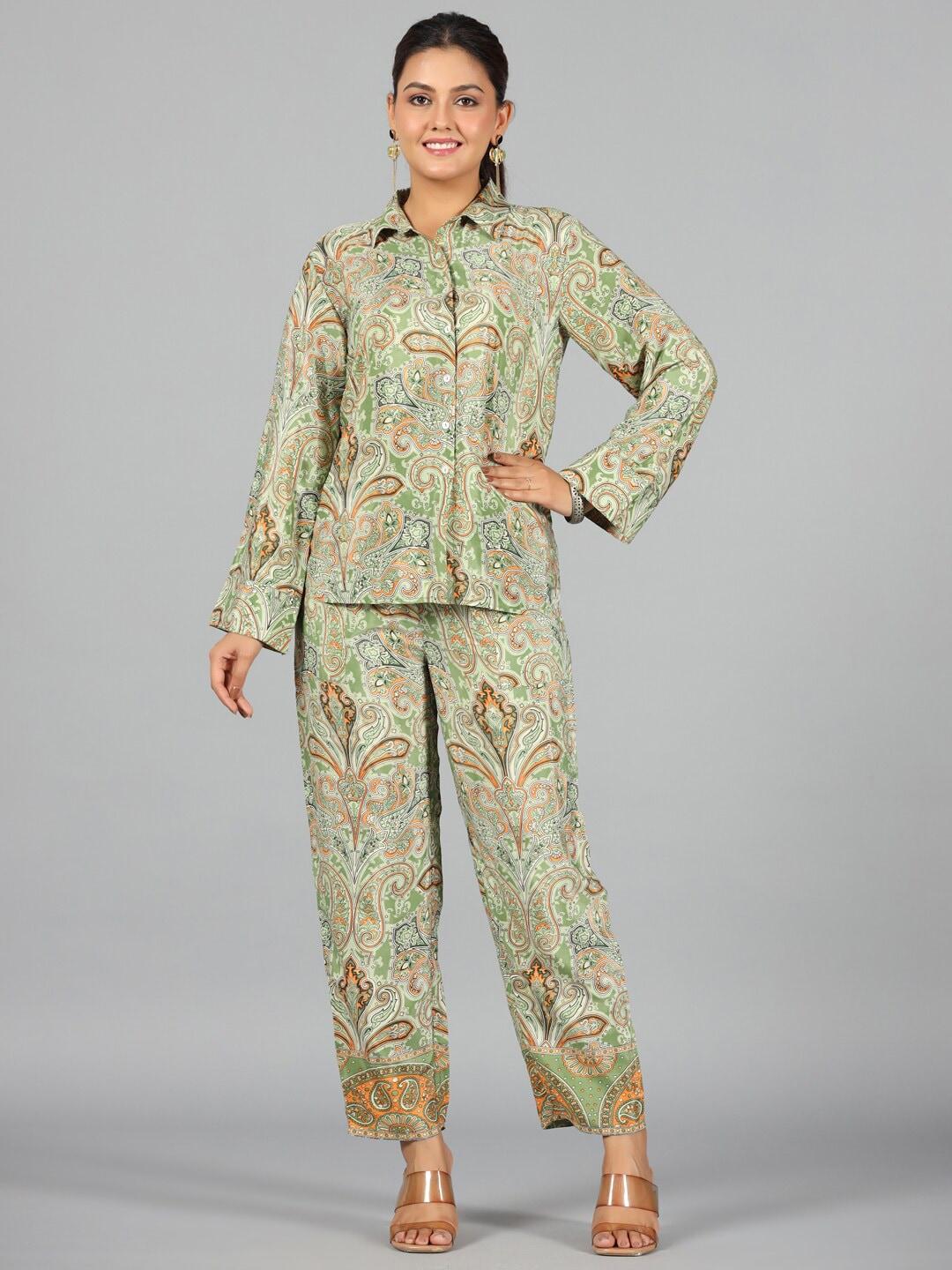juniper ethnic motifs printed shirt with trousers