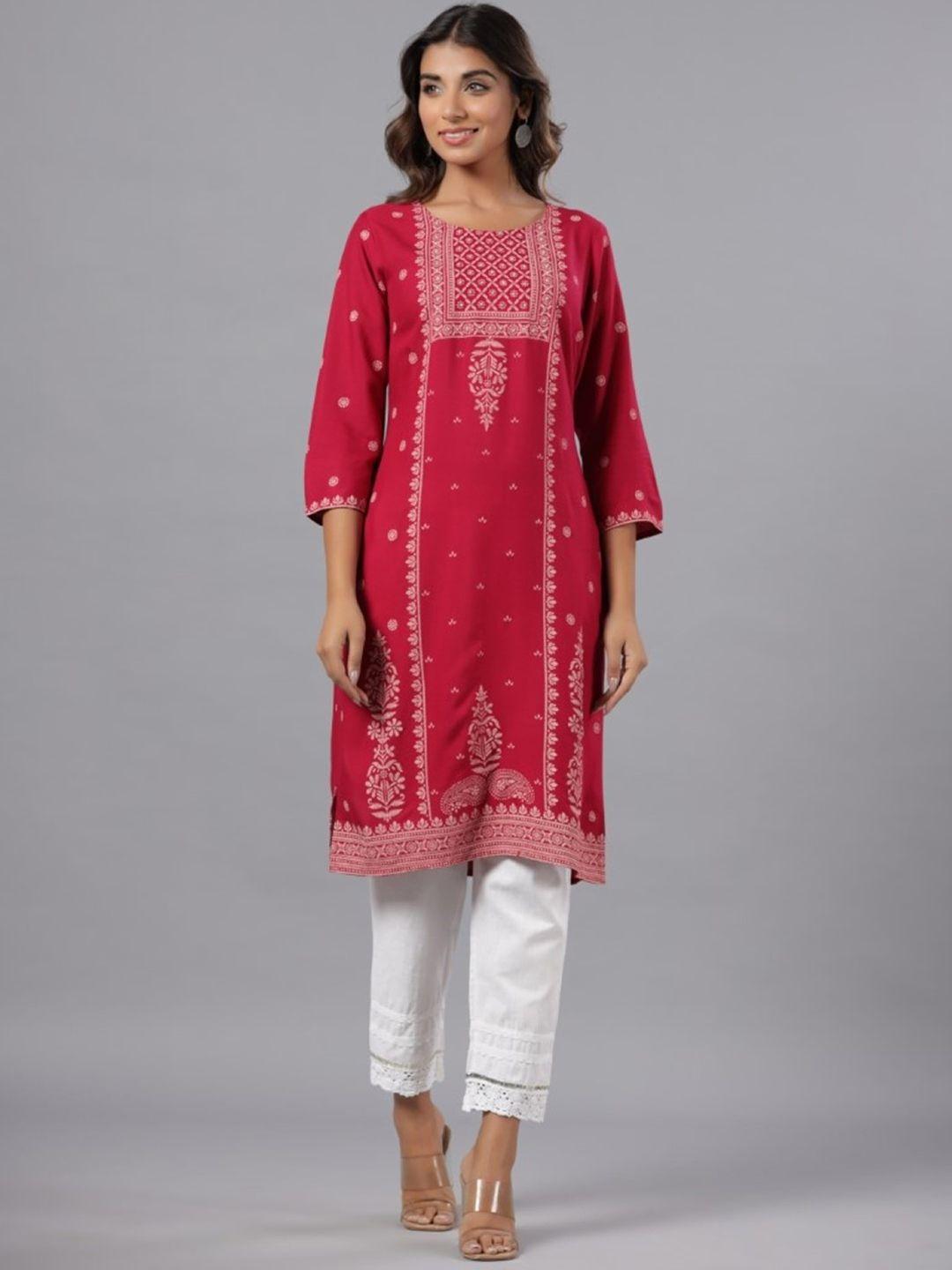 juniper ethnic motifs screen printed straight kurta