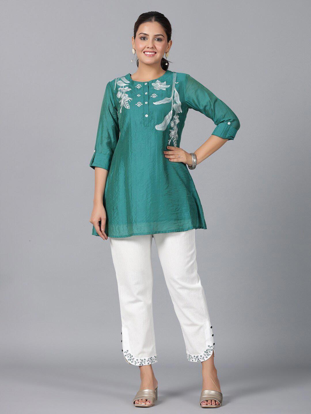 juniper floral embroidered tunic with trouser