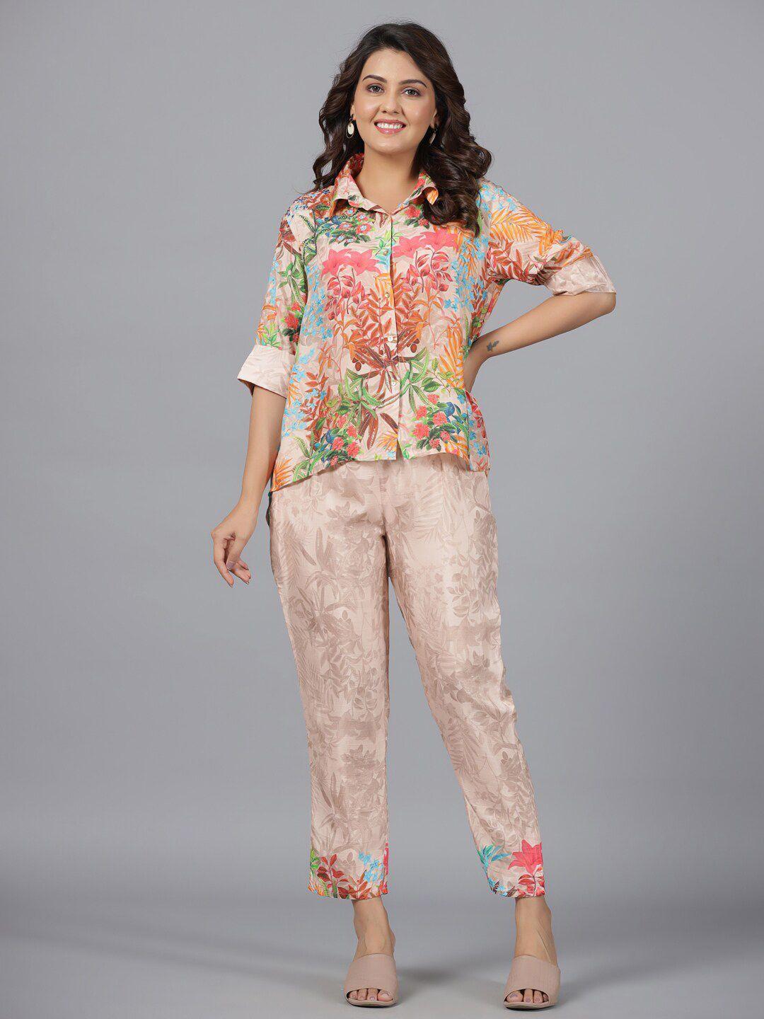 juniper floral printed muslin shirt with trousers