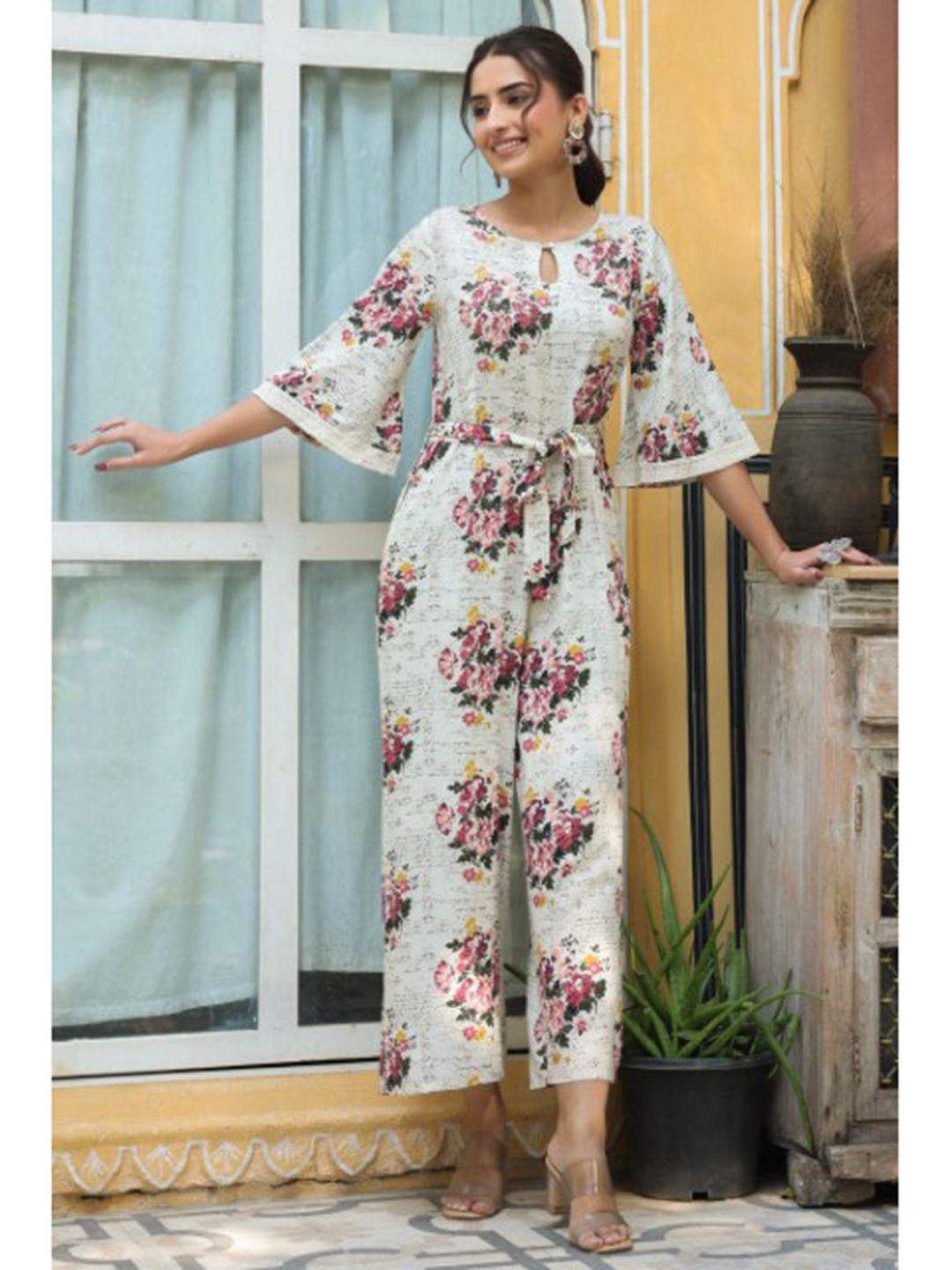 juniper floral printed waist tie-ups basic jumpsuit