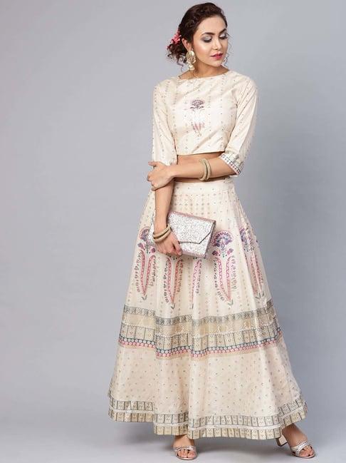 juniper ivory printed lehenga choli set