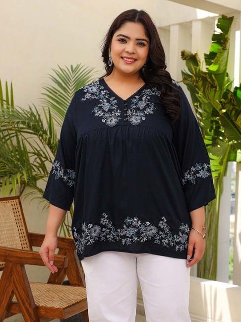 juniper navy embroidered tunic