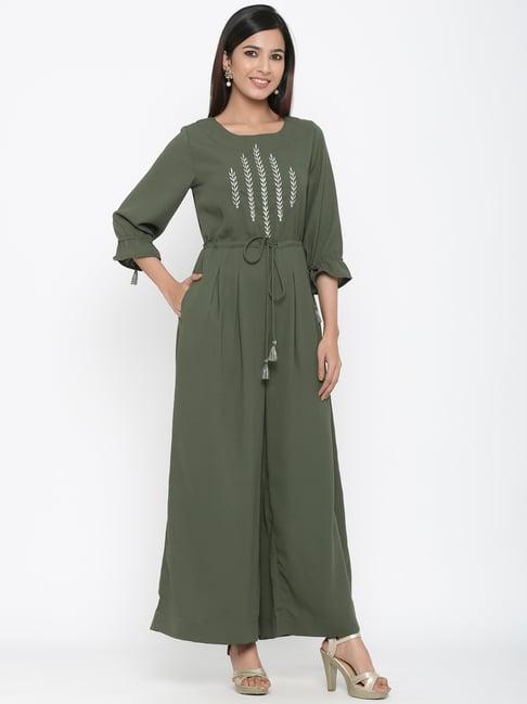 juniper olive embroidered jumpsuit