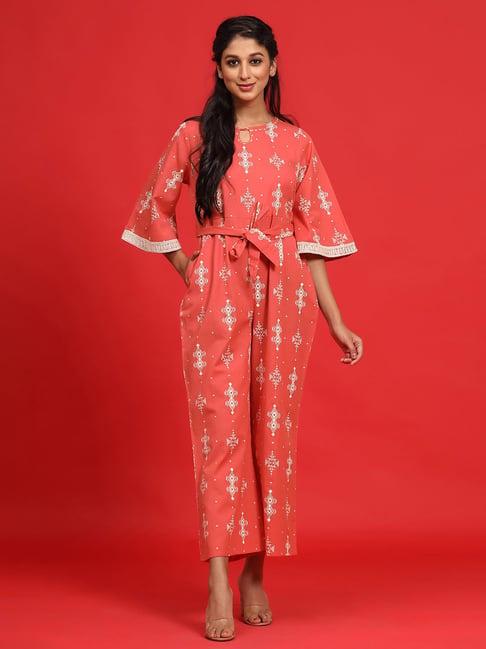 juniper peach printed jumpsuit