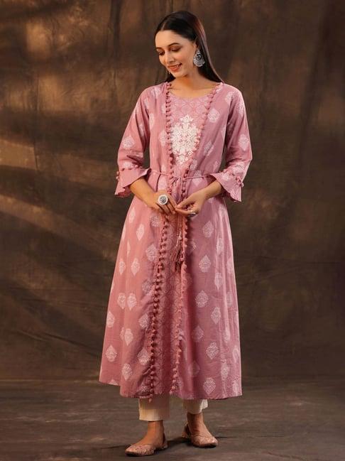 juniper pink cambric double layered kurta