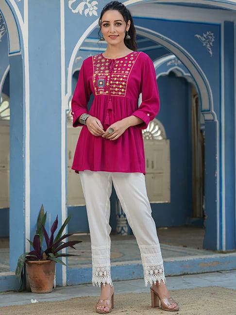 juniper pink embroidered tunic