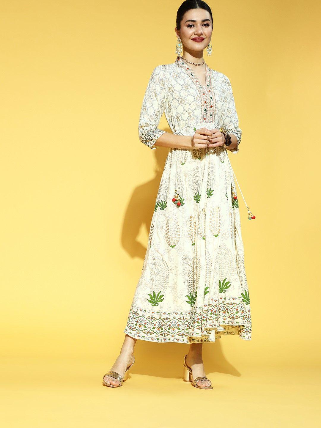 juniper printed ethnic dresses with mirror work details